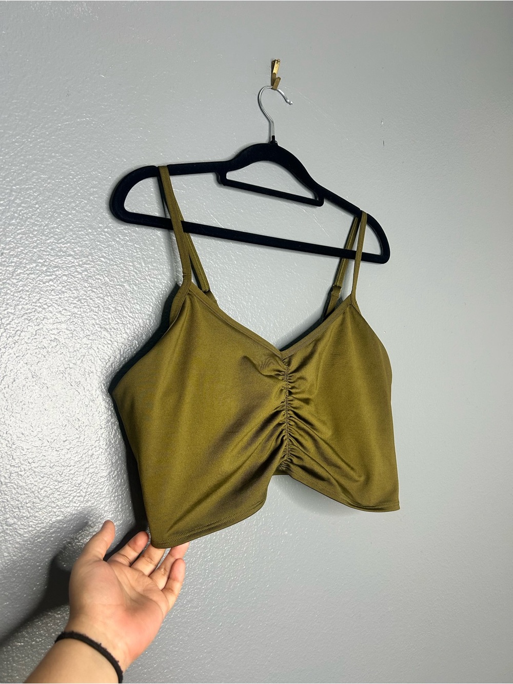 PINK Victoria's Secret Olive Green Ruched Sports Bralette XL